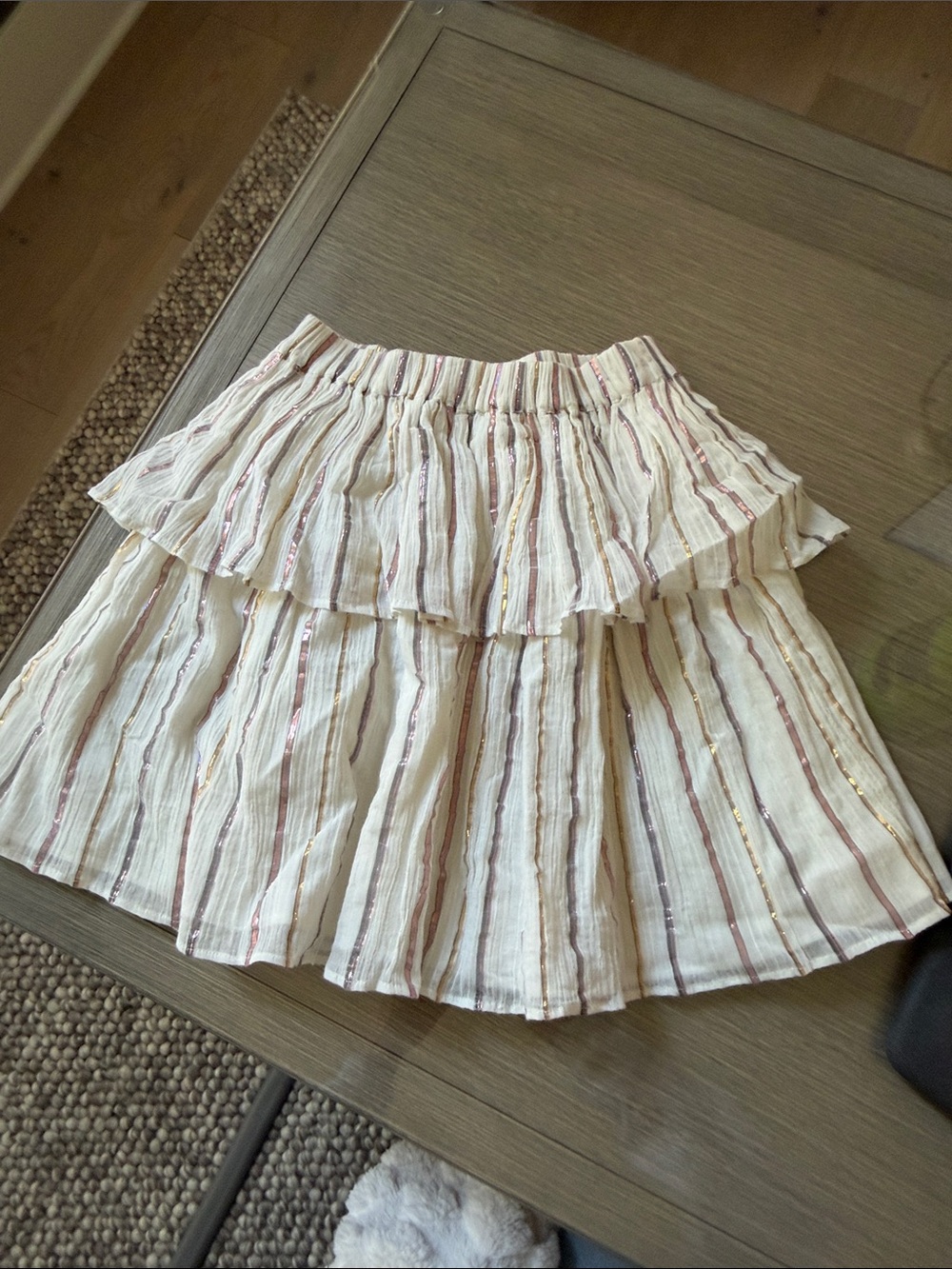 Molo Cream Skirt with Pink and Gold Stripes